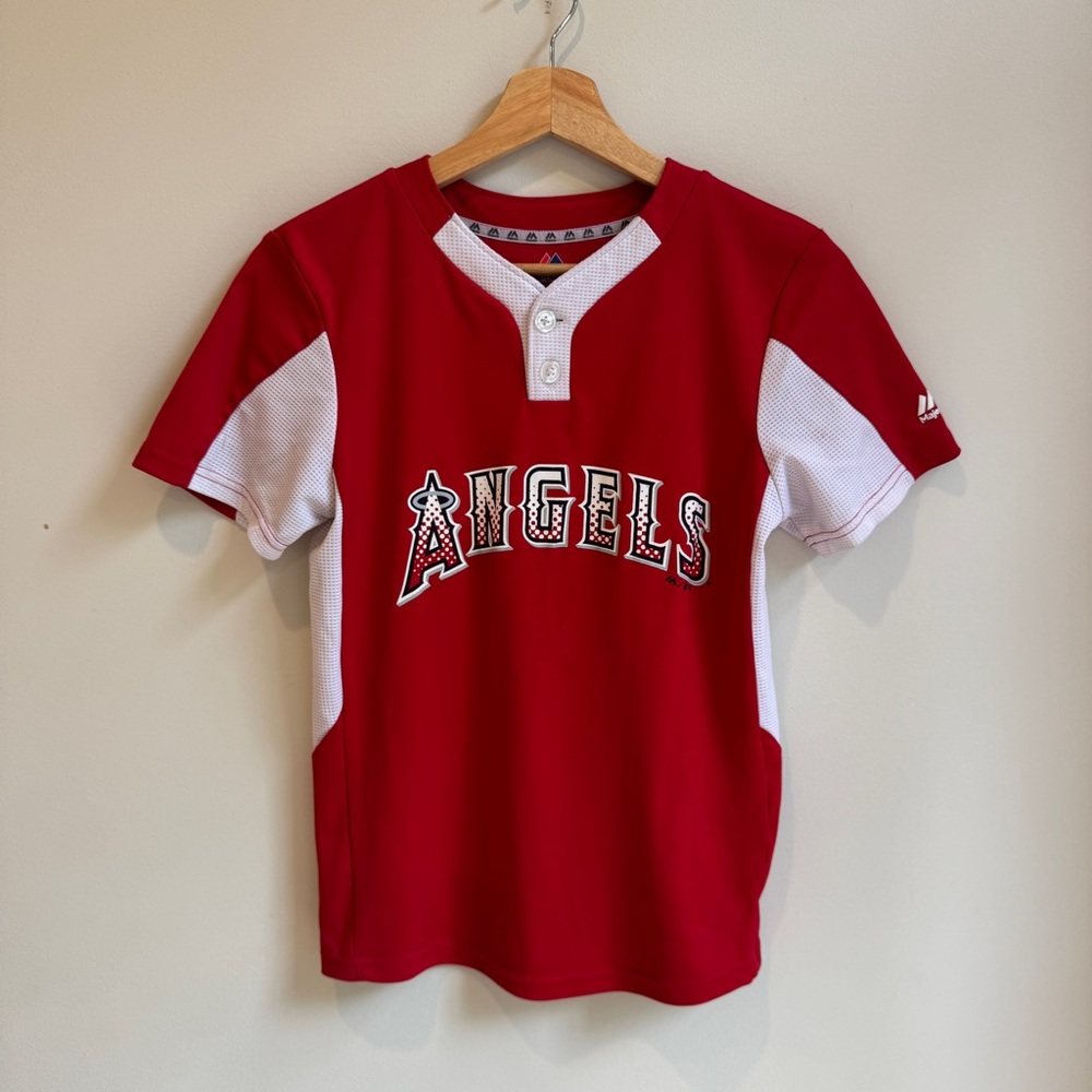 Majestic Angels Jersey in Red Ransome 7 Youth Medium